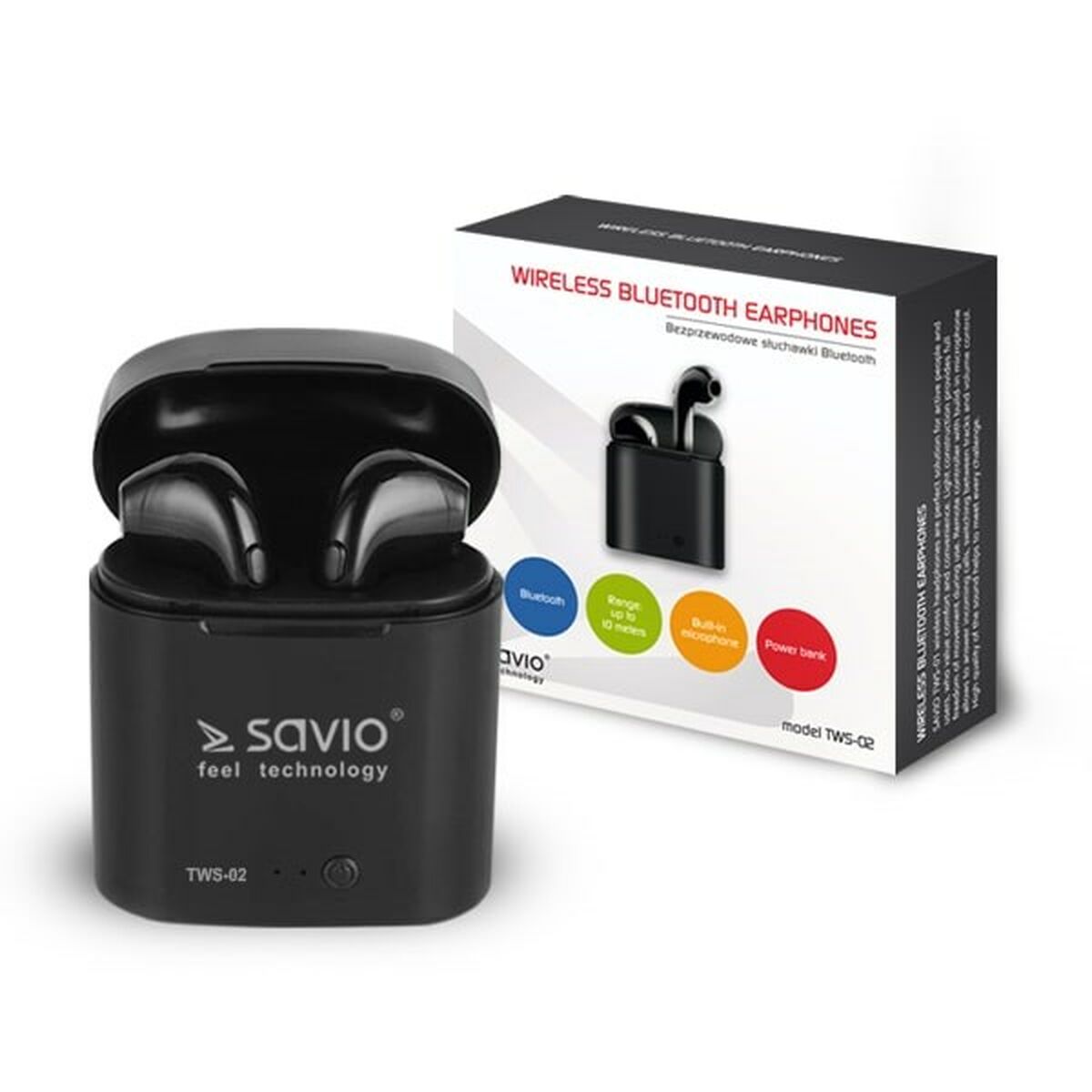 Căști in Ear Bluetooth Savio TWS-02 Negru Grafit